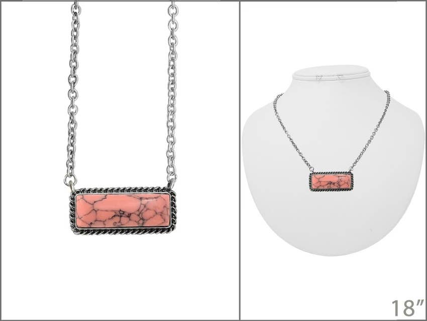Semi Stone Bar Necklace