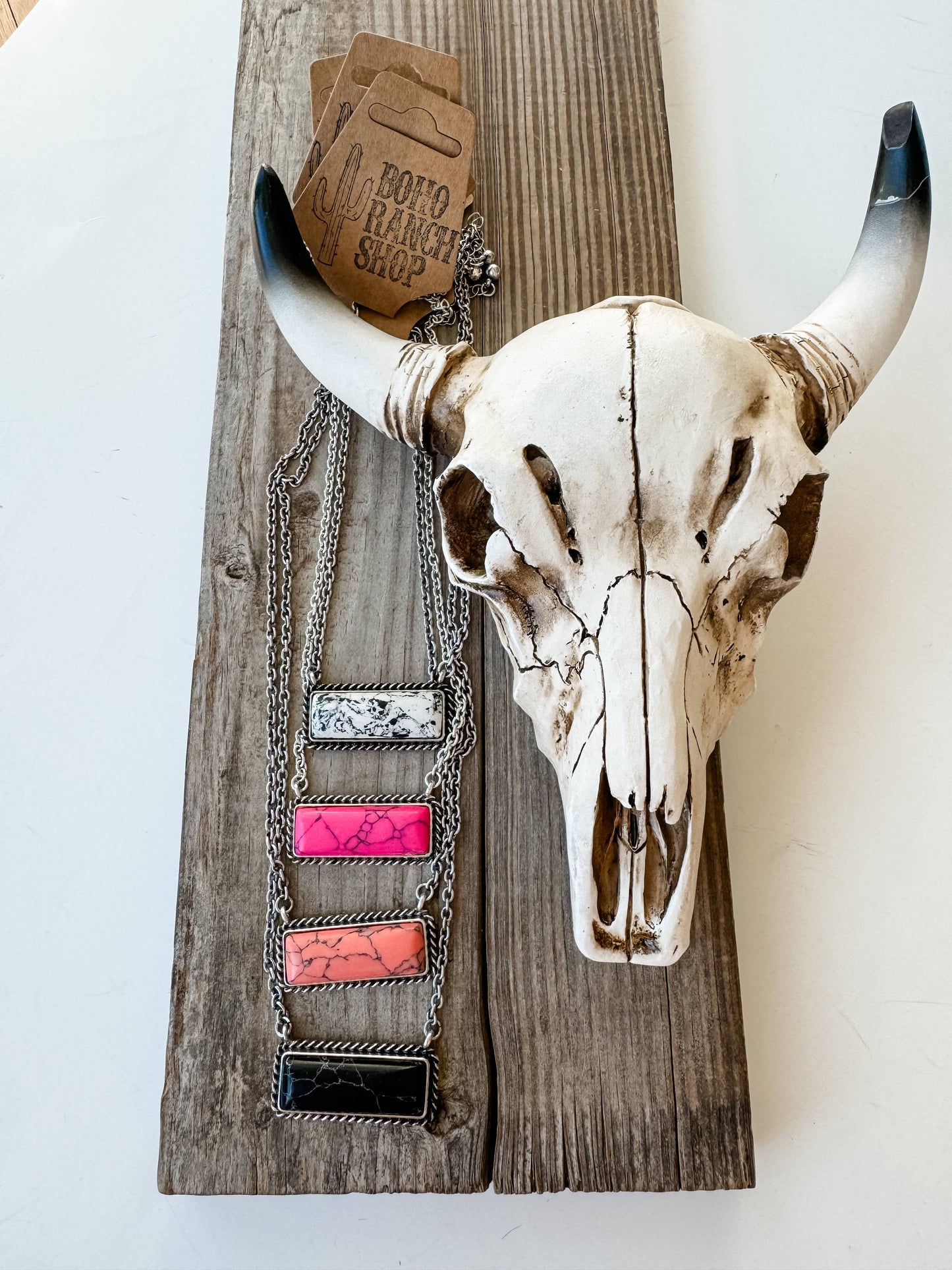 Semi Stone Bar Necklace