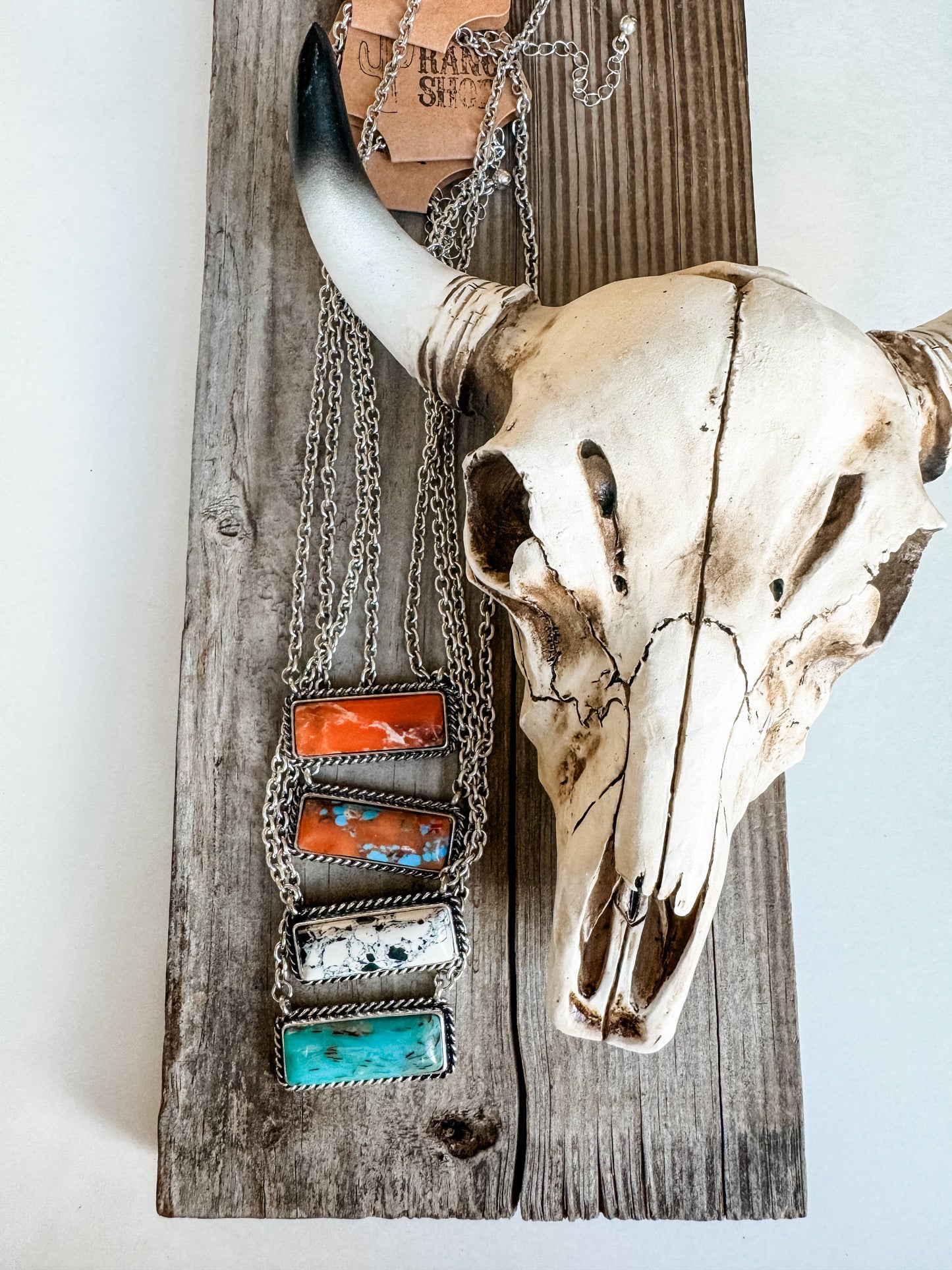 Semi Stone Bar Necklace