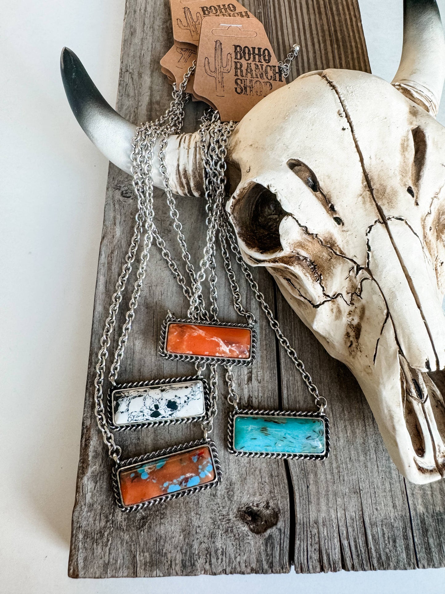Semi Stone Bar Necklace