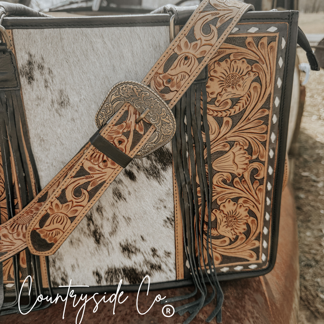 Panhandle Tooled Leather Cowhide Tote