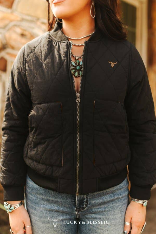 Sage Quilted Bomber Jacket