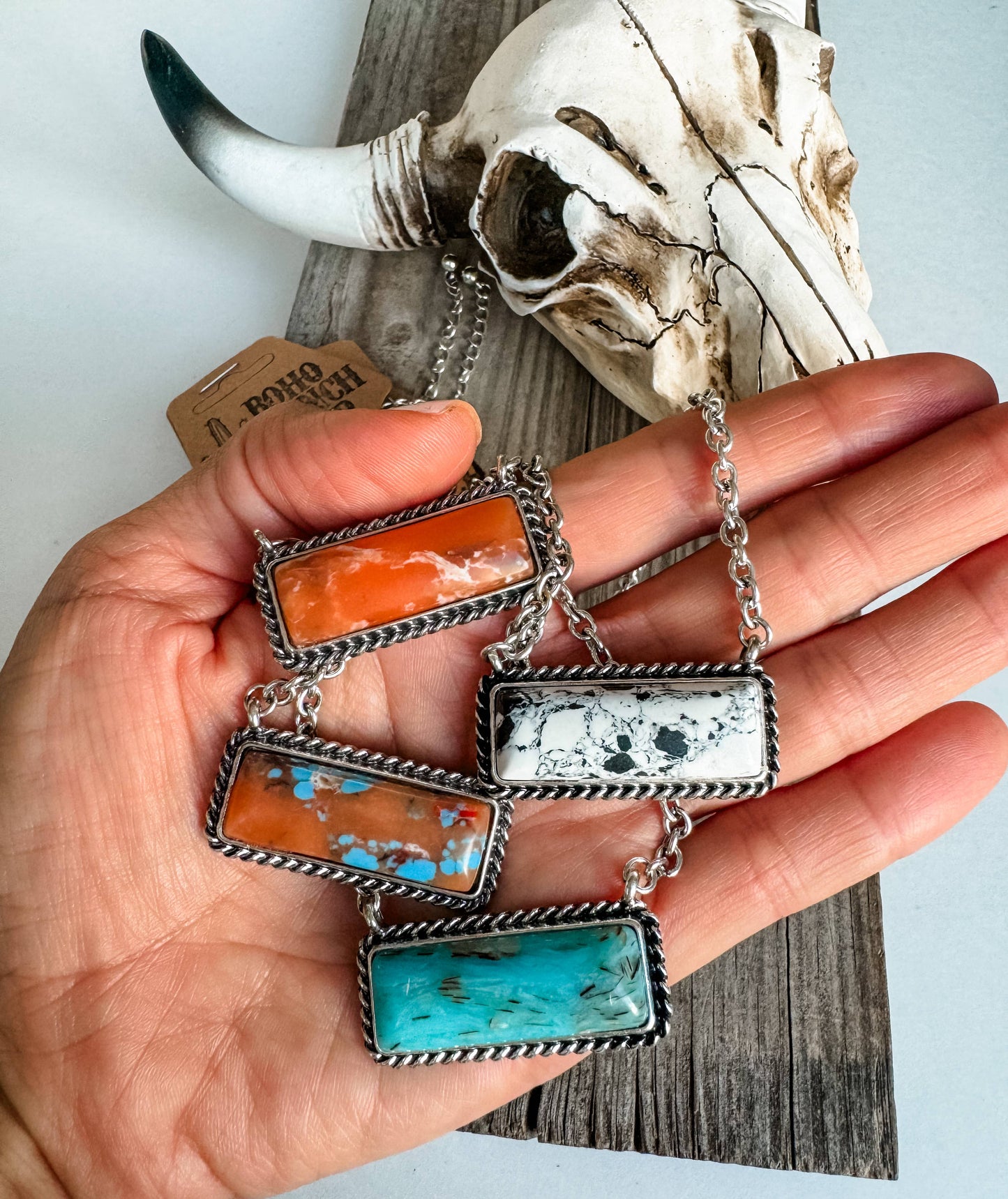 Semi Stone Bar Necklace