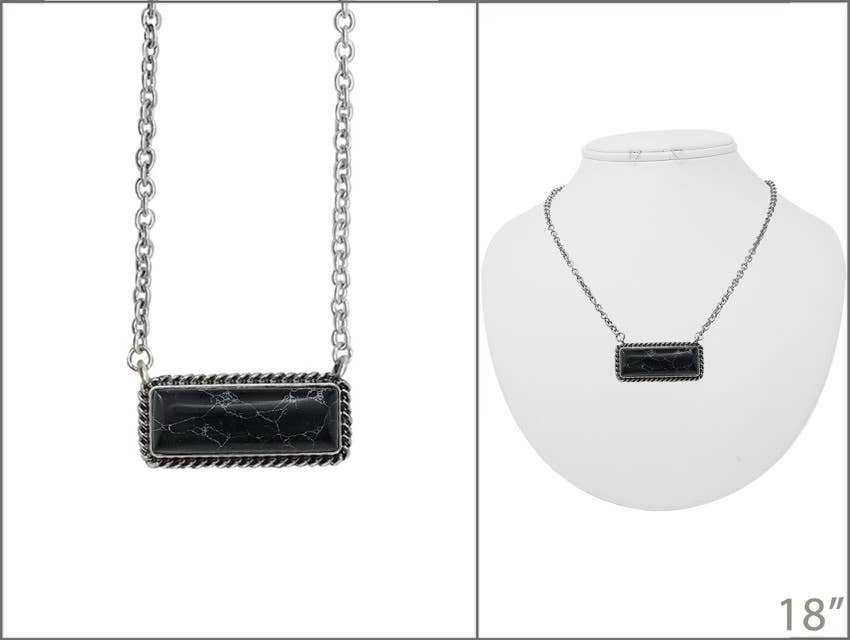 Semi Stone Bar Necklace