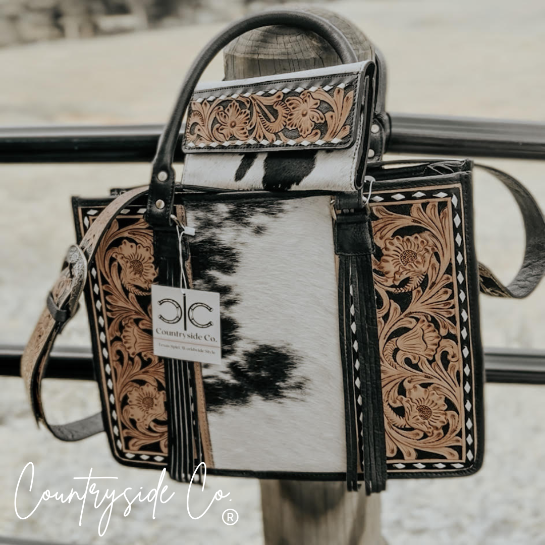 Panhandle Tooled Leather Cowhide Tote