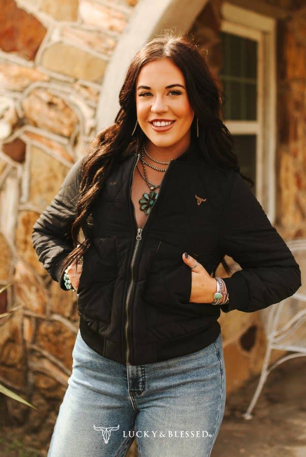 Sage Quilted Bomber Jacket