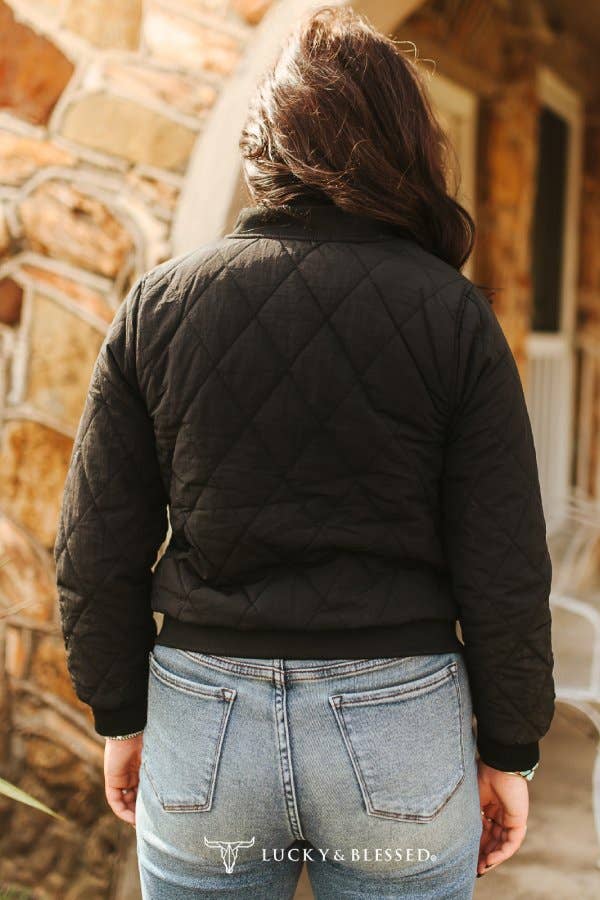 Sage Quilted Bomber Jacket