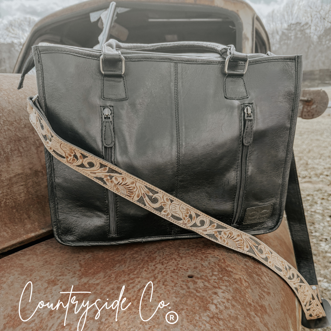 Panhandle Tooled Leather Cowhide Tote